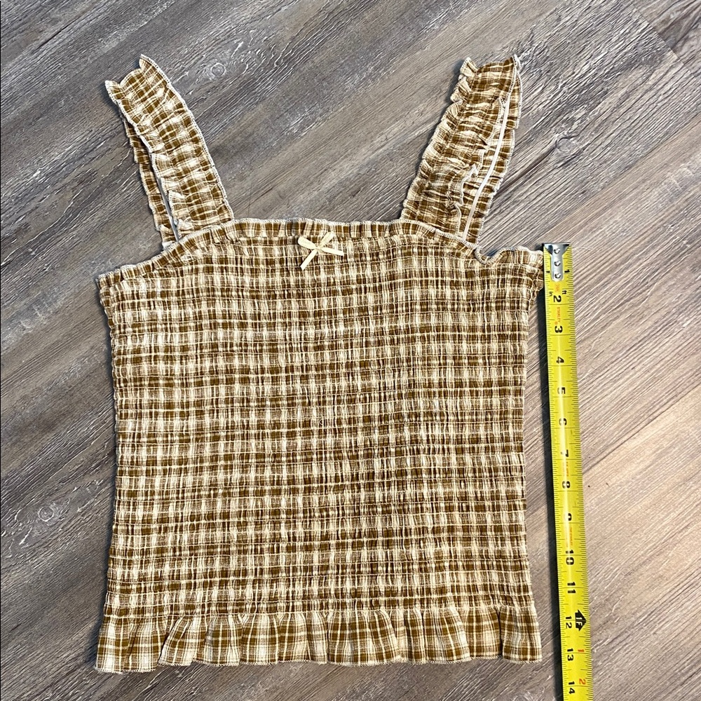 EUC Stretchy Ruched Check Tank M - Picture 4 of 4